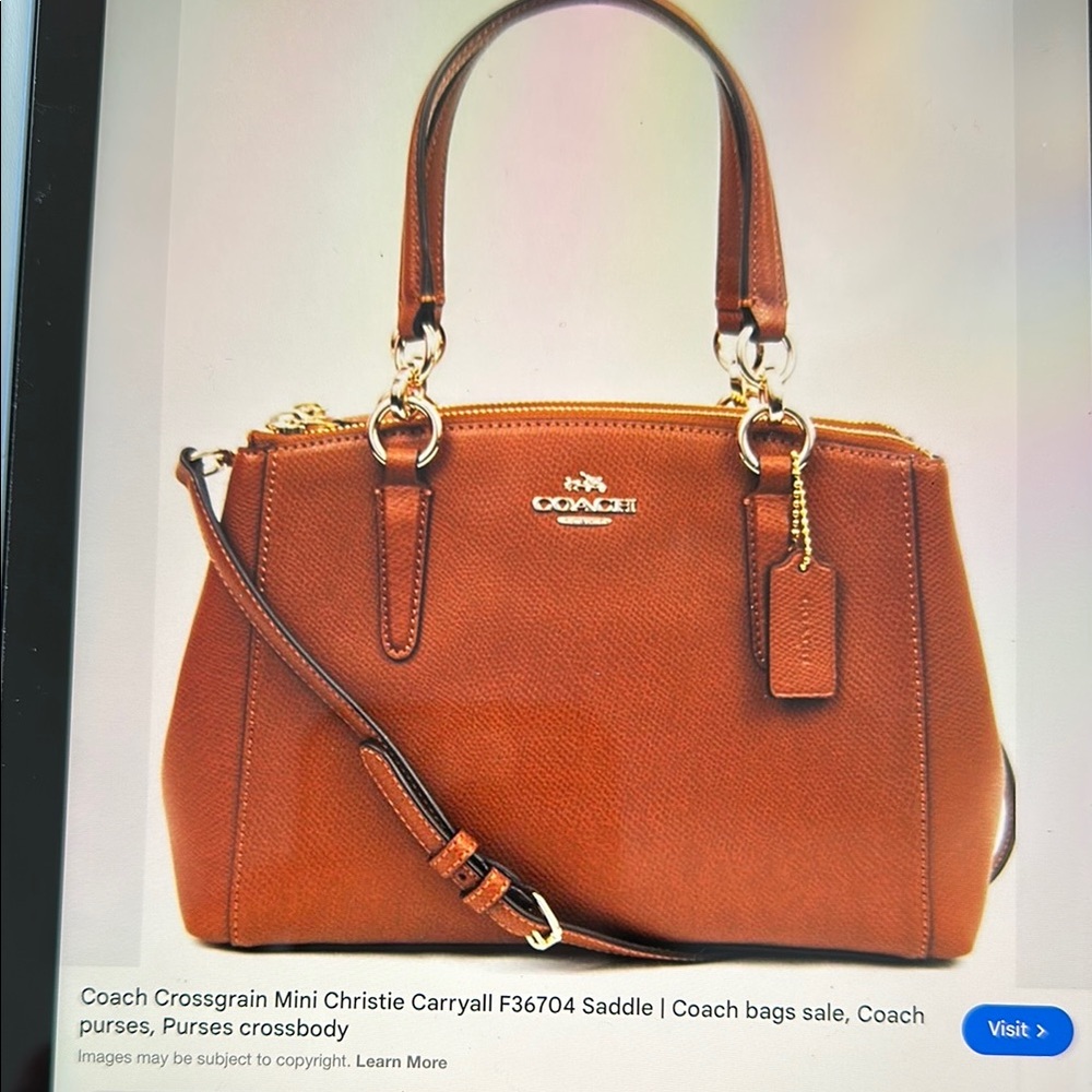 Coach cross grain mini Christi Carryall/ missing long strap. Great Condition. - Picture 10 of 10
